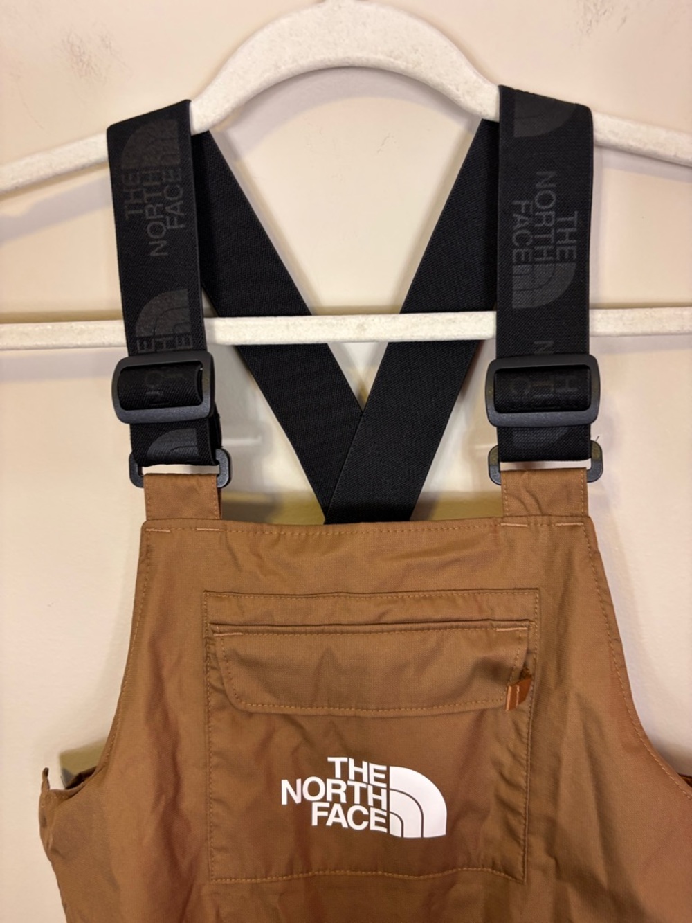 The North Face Kids Tan Bib Snow Overalls with Black Straps Youth Large - Picture 5 of 14